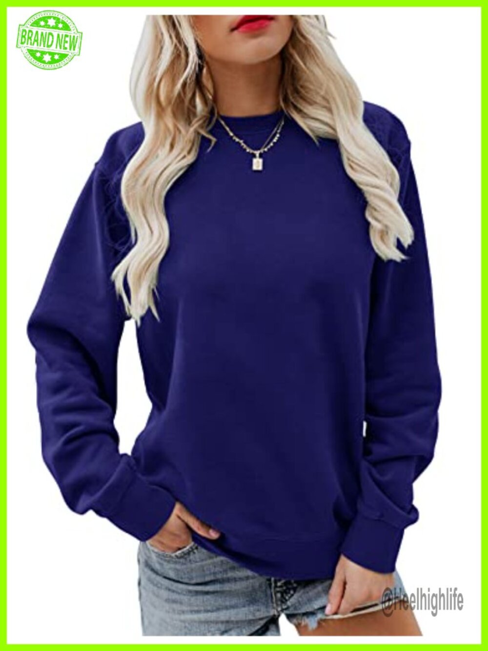 Women's Long Sleeve Pullover Top Casual Round Neck Sweatshirt Relaxed Fit